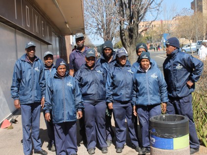 RS30MNrms- some of the 21 cleaners employed by Randburg management District to clean the city centre.