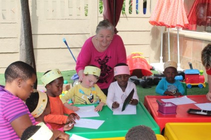  Eleanor Duston and some of the children at the shelter