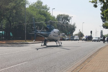 A police helicopter was seen circling the area after a Randburg police officer was shot during a cash-in-transit robbery in Ferndale on 14 October.