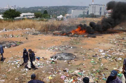 A fire spread through the open land next to the Randburg Taxi Rank on 23 October.