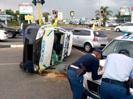 A driver alleges that a Honeydew Police officer caused an accident in Ferndale on 24 November, where his own police van overturned and he was injured.