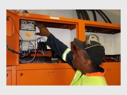 City employee points to the illegal meter that was allegedly installed by the centre.